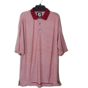 Footjoy prodry Lisle red and white striped polo performance wear shirt size L